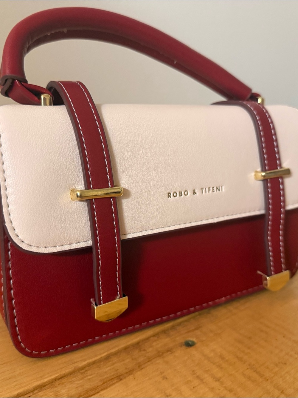 Red and White Mini Top-Handle Bag